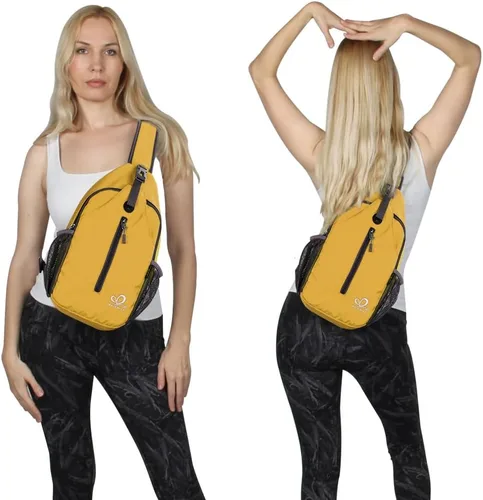 Vista 73 de Waterfly - Mochila cruzada tipo bandolera para viajes y caminatas, bolsa de pecho, Gris, talla única