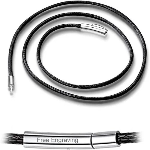 Vista 19 de ChainsHouse Collar de Cuero Negro Trenzado Impermeable con Cierre, Cadena de Cuerda DIY para Hombre y Mujer para Colgante, Personalización a. 0.079