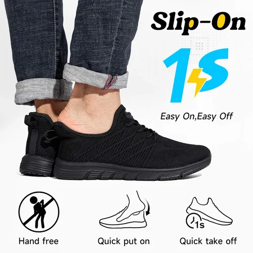 Vista 2 de Zapatos de trabajo antideslizantes para hombre, zapatos de trabajo antideslizantes negros, zapatos de trabajo resistentes al agua, zapatos