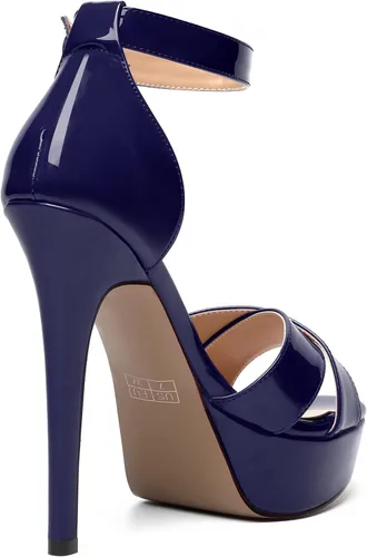 Vista 96 de MODENCOCO Sandalias de boda con correa de tobillo sexy para mujer, con plataforma y puntera abierta, tacón de aguja y tacón alto, zapatos de vestir