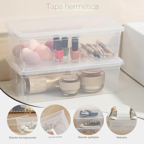 Vista 5 de novelinks Contenedores de almacenamiento de plástico transparente de 6 cuartos de galón con tapas transparentes, caja apilable, contenedor