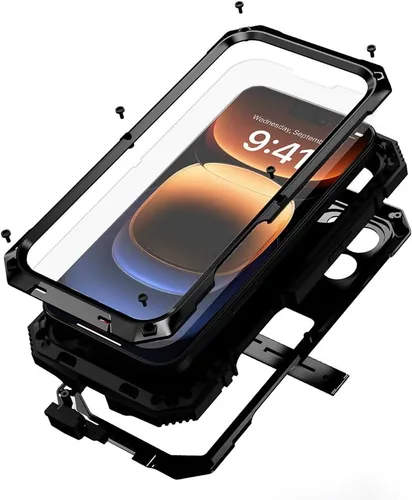 Vista 11 de Lunivop Funda compatible con iPhone 15 Pro Max de 6.7 pulgadas 2023, protección resistente, a prueba de polvo, resistente de metal de grado militar