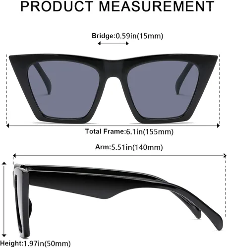 Vista 4 de aisswzber AISSWZBEER - Lentes de sol cuadrados retro para mujer, estilo moderno, protección UV400