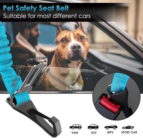 Vista 56 de SlowTon Cinturón de seguridad para perro, correa de cinturón de seguridad ajustable para perro, 2 en 1, cinturón de seguridad para perro