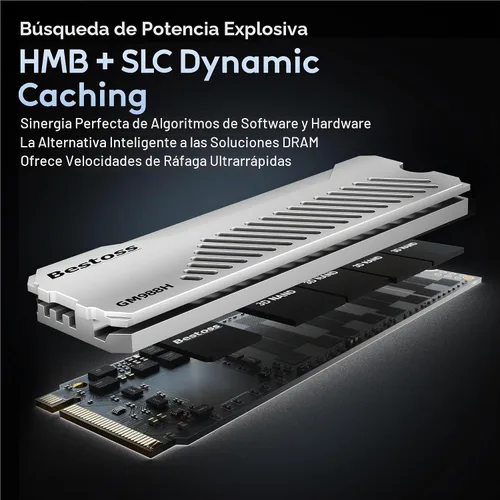 Vista 3 de Bestoss SSD PCIe Gen4 NVMe M.2 2280 de 1 TB con disipador de calor Plateado