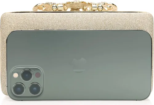 Vista 4 de Dexmay - Bolso de mano con diamantes de imitación con cierre de corona de cristal, bolso de noche formal para mujer
