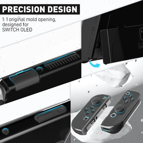 Vista 3 de Versión mejorada Funda transparente acoplable para Nintendo Switch OLED 2021, funda protectora FANPL para Switch OLED y controlador Joy Con, fuerte