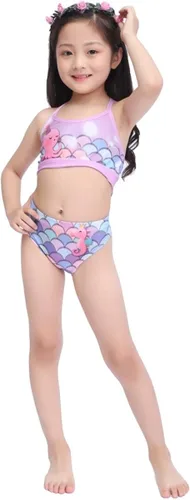 Vista 3 de Gesikai01 - Conjunto de traje de baño de sirena para niñas, 6 piezas, incluyendo cola de sirena