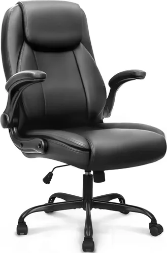 Vista 10 de NEO CHAIR Silla de escritorio de oficina, respaldo alto de piel sintética Blanco