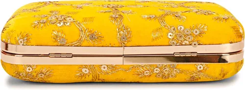 Vista 8 de LONGING TO BUY Embrague de caja de diseño hecho a mano para mujeres, embrague bordado Zari para mujeresembrague de mano para mujeres