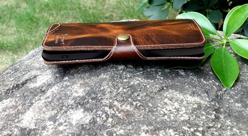 Vista 7 de Yogurt Funda compatible con iPhone 15 Pro Max, funda de piel auténtica para iPhone 15 Pro Max, 6.7 pulgadas, hecha a mano, marrón oscuro
