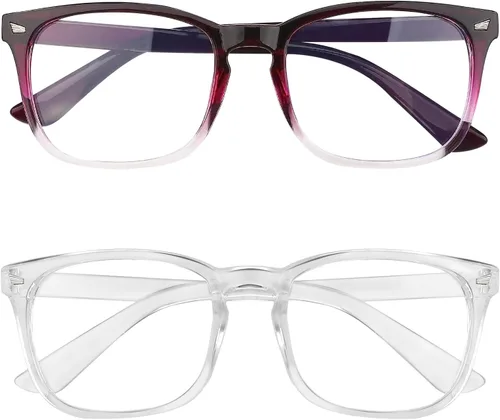 Vista 16 de Gafas con filtro de luz azul, paquete de 2 lentes de luz azul para hombre, anteojos de luz azul para mujer, anteojos con luz azul para fatiga ocular