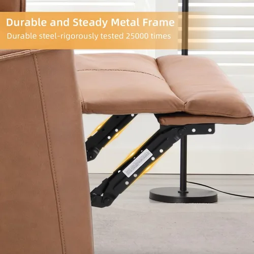 Vista 8 de CANMOV Juego de muebles de sofá reclinable manual para sala de estar, incluye sillas de enfermería Leathaire, reclinables giratorias, sillón