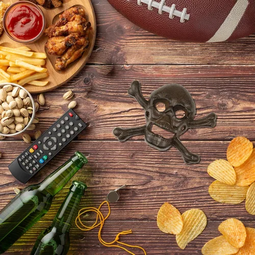Vista 3 de Treasure Gurus Metal Wall Mount Skull Crossbones Cerveza Soda Pop Botella Cap Opener Par Pub Decor