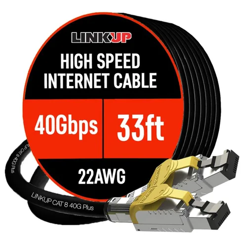 Vista 8 de LINKUP Cable Ethernet Cat 8 Cable largo de Internet Conexión LAN de alta velocidad Conectores RJ45 Uso con Cat 5/Cat 6/Cat 7 Óptimo