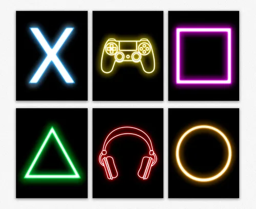 Vista 9 de Póster de 6 videojuegos – Póster impreso de neón para juegos, citas de jugadores, arte y decoración de neón para dormitorio, palabras inspiradoras
