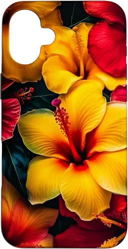 Vista 23 de Hawaiian Tropical Yellow Red Hibiscus Plumeria Case for iPhone 17