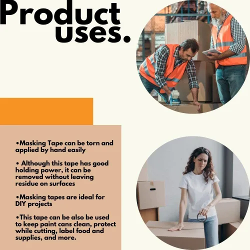 Vista 5 de PackagingSuppliesByMail PSBM - Cinta adhesiva, 1 pulgada x 60 yardas, paquete de 36, diseño fácil de rasgar para pintura, artes y manualidades