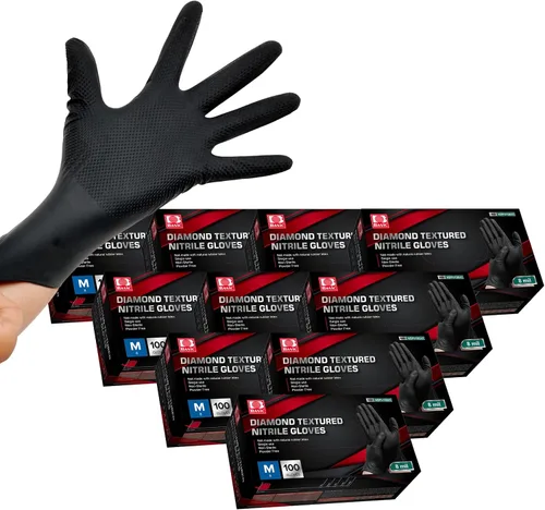 Vista 20 de Jointown Guantes Básicos de Nitrilo de Servicio Pesado, Guantes de Mecánico de Nitrilo Desechables de 8 Mil, con Textura de Diamante Elevada, Caja