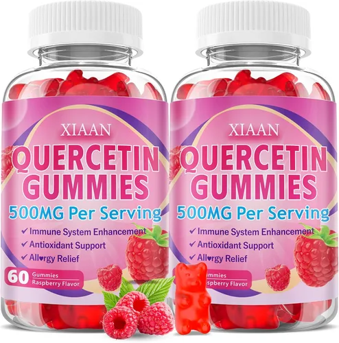 Vista 8 de Gomitas de quercetina de 500 mg para niños y adultos, suplementos de quercetina orgánica con bromelina, zinc, vitamina C y D3, antioxidante y salud