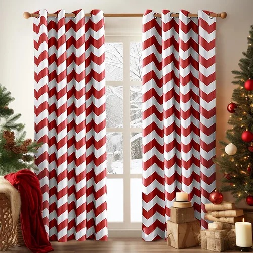 Vista 12 de Melodieux - Cortinas de chevron de moda para sala de estar y comedor, cortinas con ojales oscurecedores y parte superior para ventanas