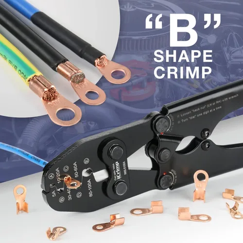 Vista 3 de Herramienta de engarzado de terminales de cable de batería iCrimp para lengüeta de barril abierto, terminales de batería OEM libres de plomo