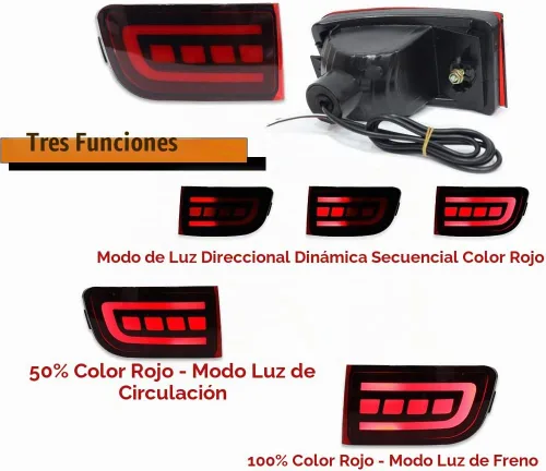 Vista 4 de ADIIL 2 luces reflectoras de parachoques inferior secuencial LED de lente Lente roja LED roja