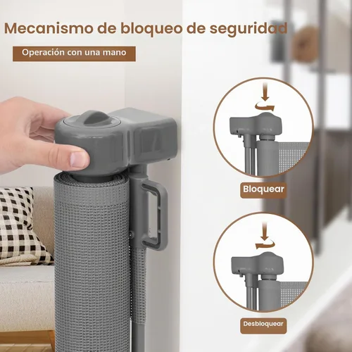 Vista 5 de Miumoon - Puertas retráctiles reforzadas de 200 pulgadas para bebé, 42 pulgadas de alto Gris