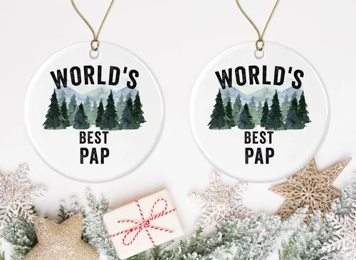 Vista 2 de World's Best Pap Ornament – Adorno de Navidad 2023 Regalo para Papanicolaou – Adorno de decoración de árbol de Navidad – Nuevo Papanicolaou – Regalo