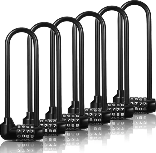 Vista 8 de Shimeyao Candado de combinación de grillete de 6 pulgadas de largo, 4 dígitos, impermeable, con código reiniciable, para casillero de gimnasio