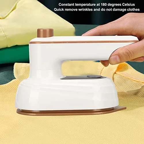 Vista 5 de Mini máquina de planchar de viaje, ropa de mano giratoria de 180 ° para ropa, ropa de hierro, termostato de mango plegable para ropa