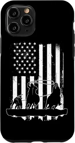 Vista 29 de USA Flag Team Roping Design Rodeo Western Horse Country Case for iPhone 17