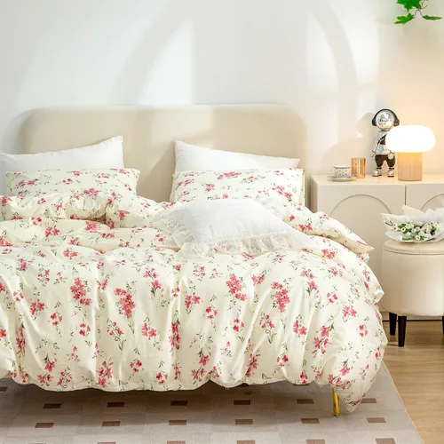Vista 2 de Jane yre Juego de funda de edredón tamaño Queen floral, microfibra cepillada de 3 piezas, estilo jardín, patrón floral, con cierre de cremallera