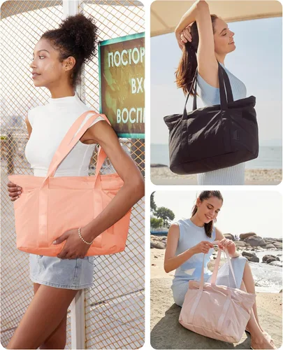 Vista 9 de BAGSMART Bolsa de mano para mujer con cremallera, bolsa de gimnasio con compartimentos, bolsa de trabajo para enfermera, baile, bolsa de yoga