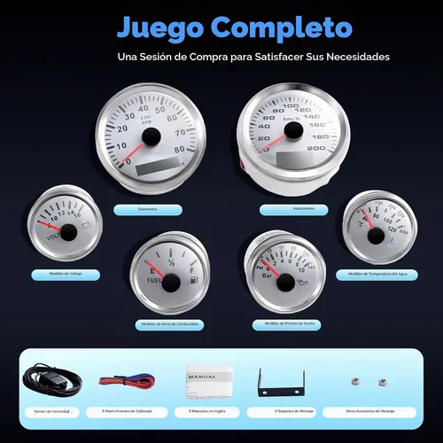 Vista 7 de Juego electrónico de 6 medidores blancos automáticos, calibre 0.236 x 2.047 in, calibre LED con enchufe múltiple, juego universal de calibre 6
