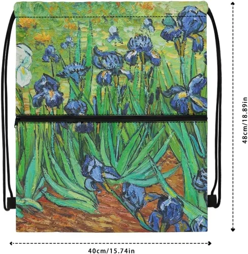 Vista 7 de JooMeryer - Mochila de hombro con cremallera y cordón para adultos, para hombre, para hombre, para gimnasio, yoga, deporte, Iris