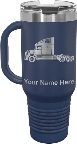 Vista 37 de LaserGram Taza de café aislada al vacío de 15 onzas, cabina de camión, grabado personalizado incluido (negro)