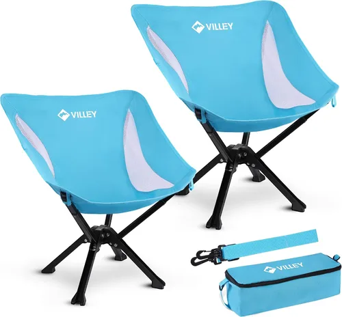 Vista 9 de VILLEY Silla plegable portátil ligera para camping, no necesita montaje, instalación rápida para playa, senderismo, soporta 330 libras, color azul