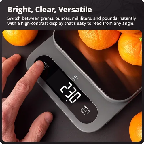 Vista 7 de Greater Goods Báscula digital de alimentos para cocina y hornear, alta capacidad de 22 libras Stainless Steel Platform, Hi-Def LCD, 1g Precision