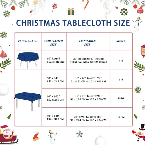 Vista 7 de CAROMIO Mantel navideño rectangular de 60 x 120 pulgadas, diseño de copos de nieve azules, decoración de Navidad para exteriores, para cena