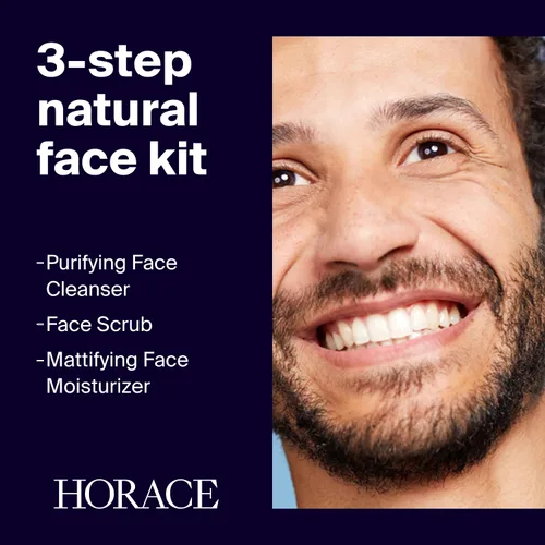 Vista 2 de HORACE Set de regalo con limpiador facial purificador, exfoliante facial suave e hidratante facial matificante, juego de cuidado de la piel
