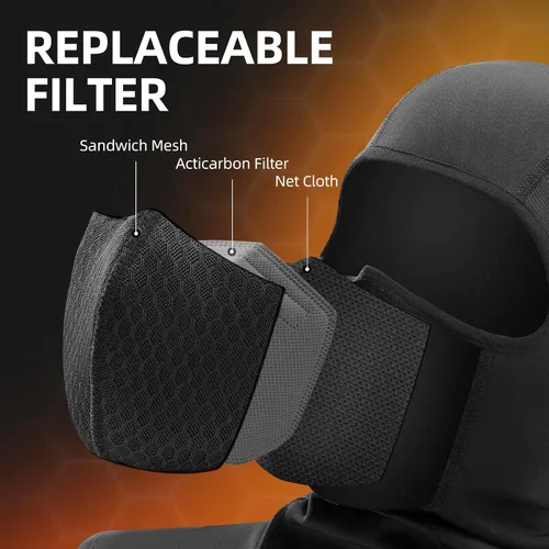 Vista 2 de ROCKBROS Pasamontañas de esquí con cremallera, cubierta completa de invierno, impermeable, para hombres y mujeres, capucha de forro polar