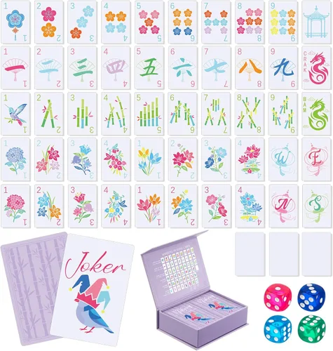 Vista 11 de Soulchen Juego de tarjetas de Mahjong americano de PVC de 168 piezas Boho