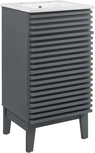 Vista 39 de Modway Render 23.5" tocador de baño en nogal (lavabo no incluido)