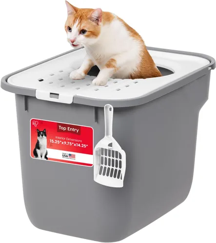 Vista 11 de IRIS USA - Caja de arena para gatos de alta cara, grande, escudo de dispersión, color negro