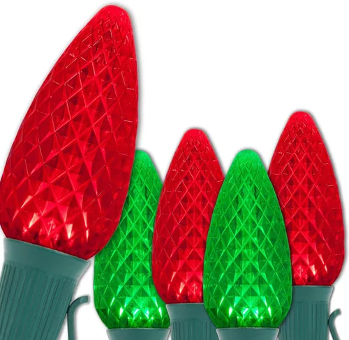 Vista 17 de Wintergreen Lighting 25 C9 OptiCore - Luces LED de Navidad para exteriores de alta resistencia, tira de luces de Navidad comerciales; cable verde