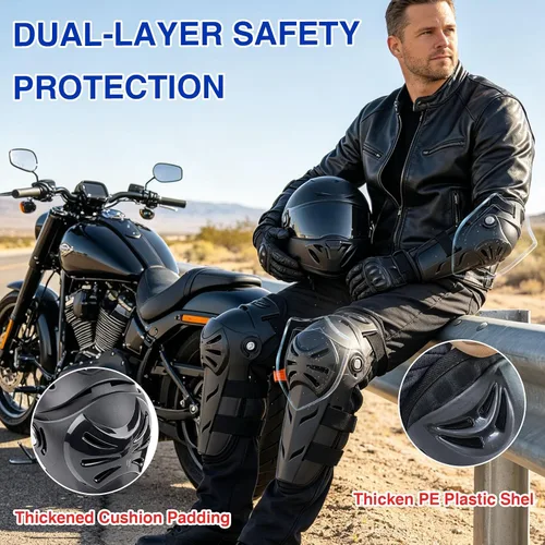 Vista 13 de GES Rodilleras para motocicleta – 4 rodilleras para adultos/coderas de motocicleta/almohadillas ajustables para rodilleras, protectores de codo