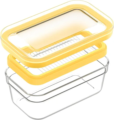 Vista 12 de UNIVIVO Cortador de Mantequilla de Plástico, Envase de Mantequilla con Tapa para Nevera, Corte Fácil de Dos Barras de Mantequilla de 4oz