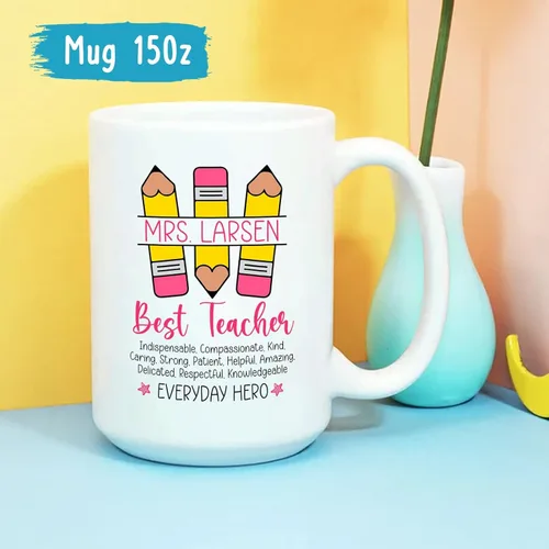 Vista 5 de Taza personalizada con nombre de maestro, taza para profesor, regalos para profesores, taza de café personalizada para profesores de estudiantes