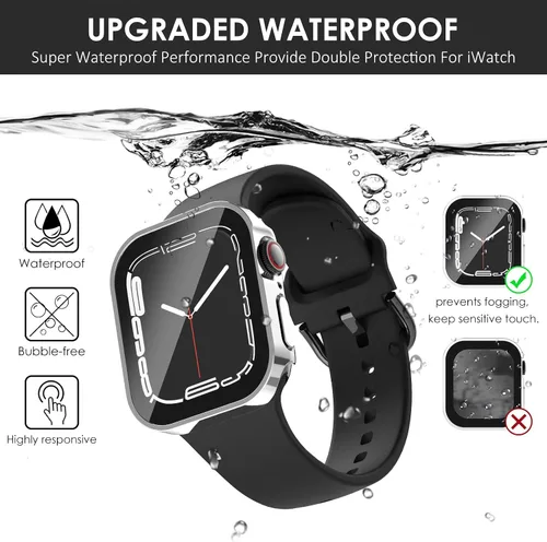 Vista 6 de Wingle Paquete de 4 fundas compatibles con Apple Watch de 1.614 in Series 8 7, funda impermeable de borde recto, cubierta protectora completa